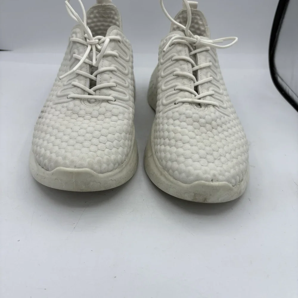 ECCO‎ Shoes Mens Size 7 7.5 White Therap Lace Comfort Honeycomb Leather Sneakers